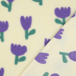 Tissu sherpa - Tulipes violettes