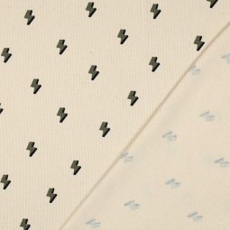 Tissu jersey côtelé - Eclair écru