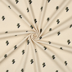 Tissu jersey côtelé - Eclair écru