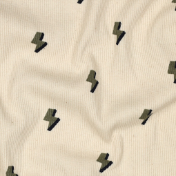 Tissu jersey côtelé - Eclair écru