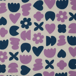 Tissu double gaze - Natural love petrol