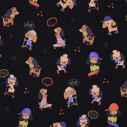 Tissu jersey - Chien marine