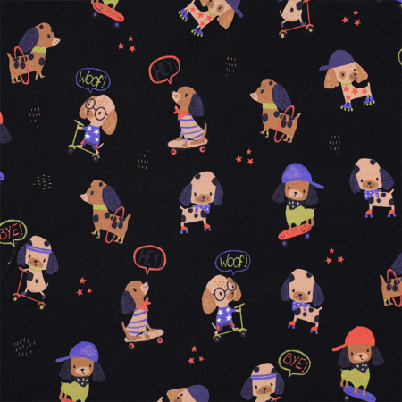 Tissu jersey - Chien marine