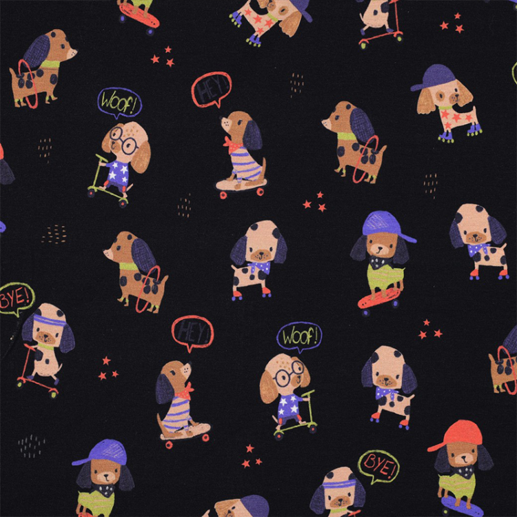 Tissu jersey - Chien marine