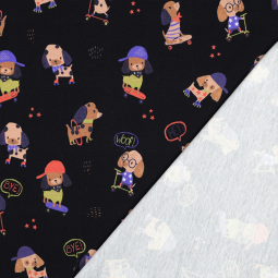 Tissu jersey - Chien marine