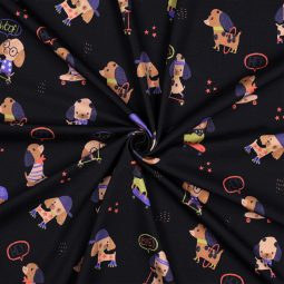 Tissu jersey - Chien marine