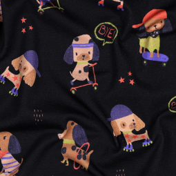 Tissu jersey - Chien marine