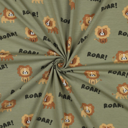 Tissu jersey - Lion kaki