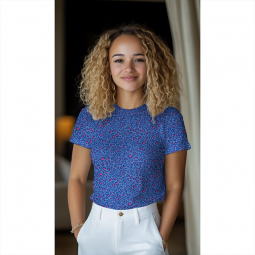 Tissu jersey côtelé - animal skin cobalt