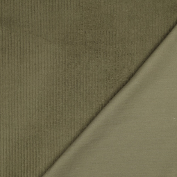 Tissu velours grosses côtes - Vert armée