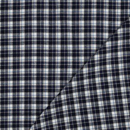 Tissu flanelle - Petits carreaux bleu marine