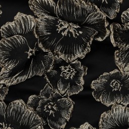 Tissu jacquard - Flowers black