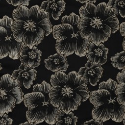 Tissu jacquard - Flowers black