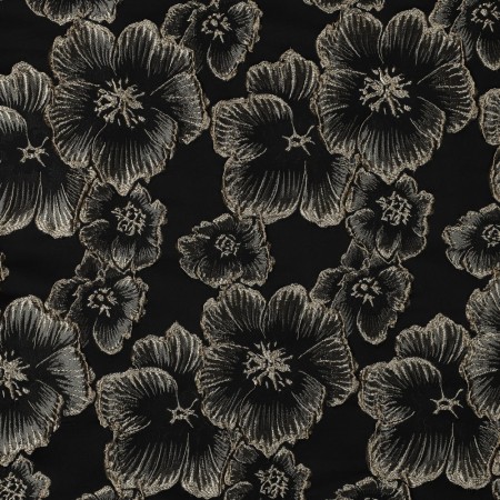 Tissu jacquard - Flowers black