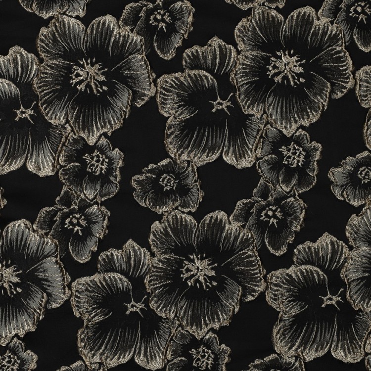 Tissu jacquard - Flowers black
