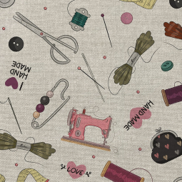 Tissu bachette - Accessoires de couture fond naturel