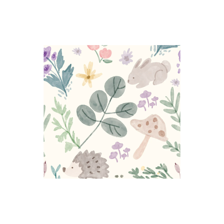 Tissu imperméable - Animaux de la forêt blanc cassé