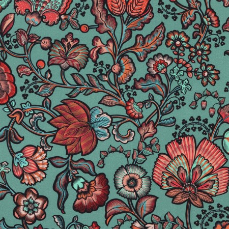 Tissu d'ameublement Olivier Thevenon - Indienne fond vert
