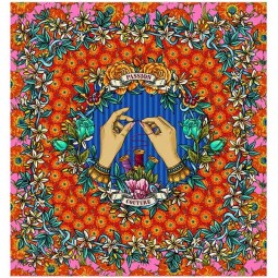 Tissu Odile Bailloeul - Panneau mains tatoo