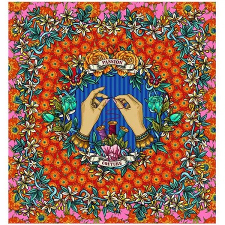 Tissu Odile Bailloeul - Panneau mains tatoo