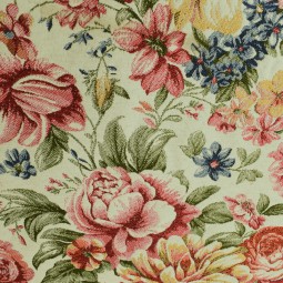 Tissu jacquard - Alais allover écru et rose
