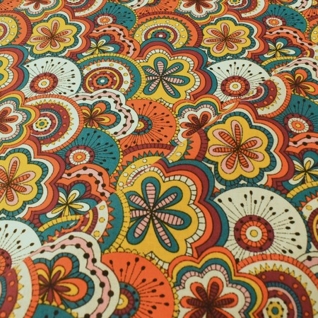 Tissu coton - Chimère multicolore