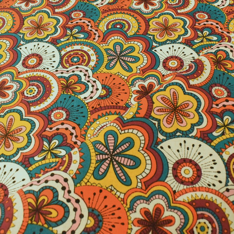 Tissu coton - Chimère multicolore