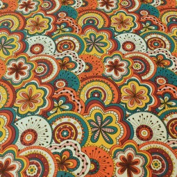 Tissu coton - Chimère multicolore