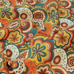 Tissu coton - Chimère multicolore