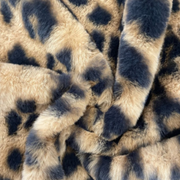 Tissu fausse fourrure - Léopard caramel et noir