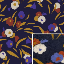 Tissu sherpa - Geoska bleu et camel