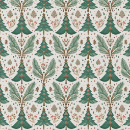 Tissu coton - Blutree blanc et vert