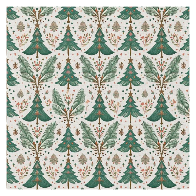 Tissu coton - Blutree blanc et vert