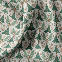Tissu coton - Blutree blanc et vert