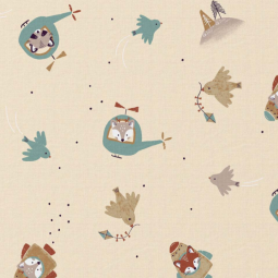 Tissu coton - illico beige et bleu