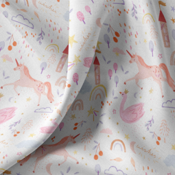 Tissu coton - Anamika blanc et rose