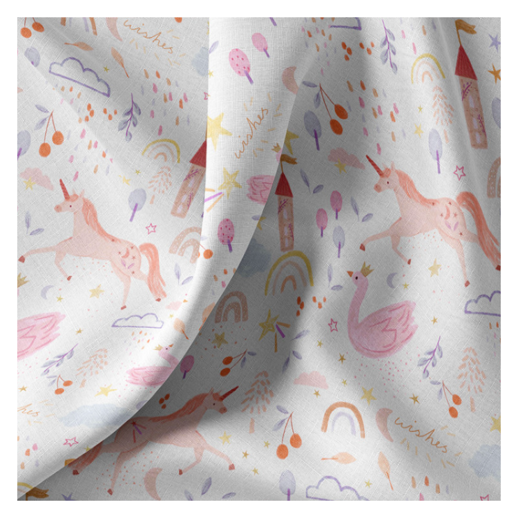 Tissu coton - Anamika blanc et rose