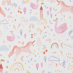 Tissu coton - Anamika blanc et rose