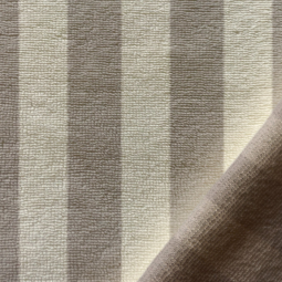 Tissu éponge Bambou velours - rayée écru et galet