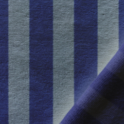Tissu éponge Bambou velours - rayée baltique et indigo