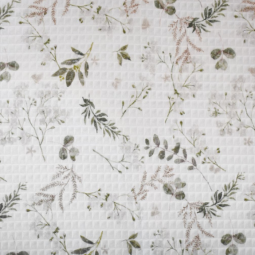 Tissu nid d'abeille - Azaya blanc et vert