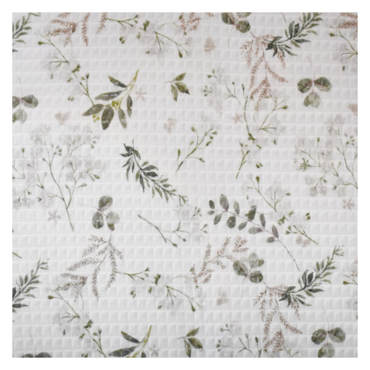 Tissu nid d'abeille - Azaya blanc et vert