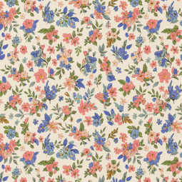 Tissu coton - Kaily écru et rose