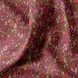 Tissu coton - Malvina chocolat et rose