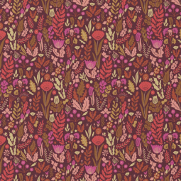 Tissu coton - Malvina chocolat et rose