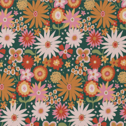 Tissu coton - Childhood vert et orange