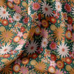 Tissu coton - Childhood vert et orange