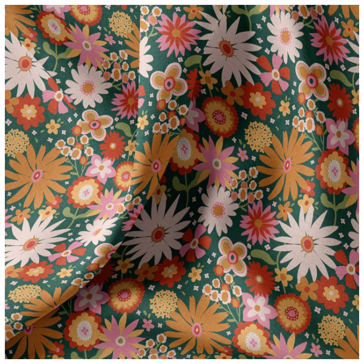 Tissu coton - Childhood vert et orange