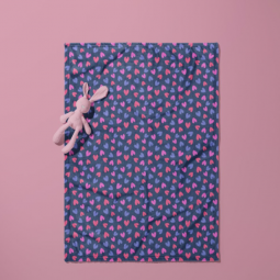 Tissu polaire doudou double face - Amiri marine et rose