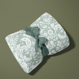 Tissu polaire doudou double face - Bulou vert et blanc